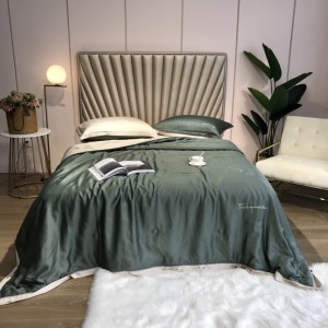 Simple Style Home Bed Set Green 100% Lyocell Fabric Modern Woven Solid Color Bedding Sheets Set