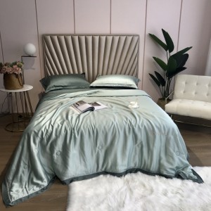 Simple Style Home Bed Set Green 100% Lyocell Fabric Modern Woven Solid Color Bedding Sheets Set