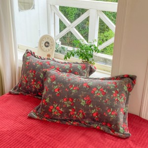 High gram weight fluffy pillowcases 2/2.3m adult coverlets red printed pillow shams milk fleece 4-piece bedding set manufacture