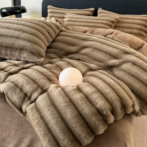 Warm winter fleece comforter cover customizable double size coverlets fitted flat sheet khaki solid color home textiles bedding set wholesaler