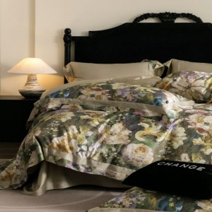 Ultra-fine Lyocell Cotton Green Plants and Flowers Digital Printing Duvet Quilt Comforter Cover Bed Sheets ODM/OEM Four-piece Bedding Set