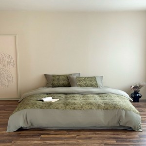 Green Floral Plant Digital Printing Duvet Cover Bed Sheets Double Yarn Cotton Bedding Set