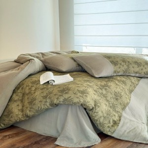 Green Floral Plant Digital Printing Duvet Cover Bed Sheets Double Yarn Cotton Bedding Set