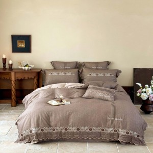 Double Yarn Printing And Embroidery Duvet Quilt Cover Queen King Bed Sheets Bedding Set