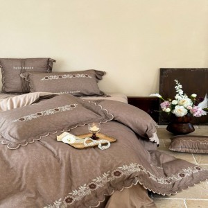 Double Yarn Printing And Embroidery Duvet Quilt Cover Queen King Bed Sheets Bedding Set