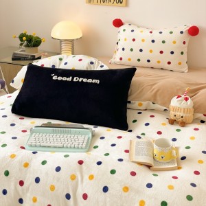 Thickened Milk Velvet Polka Dot Printed Quilt Cover Brown Bed Sheets Bedding Set For Winter