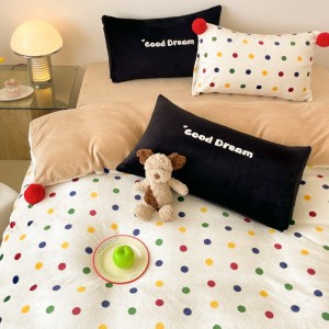 New 230g Milk Velvet Printing Duvet Cover Flat Sheet Colorful 4PCS Bedding Set For Winter