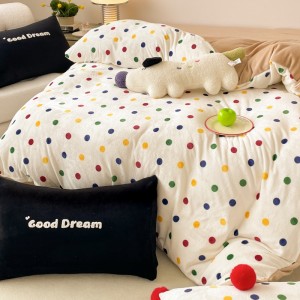 New 230g Milk Velvet Printing Duvet Cover Flat Sheet Colorful 4PCS Bedding Set For Winter
