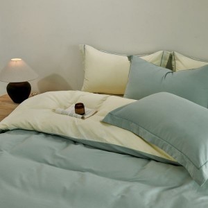 Pure Cotton Brushed Duvet Cover Blue Bed Sheets 60S Long Staple Cotton Satin 4PCS Bedding Set
