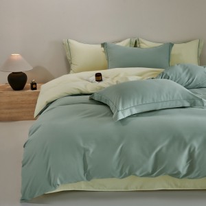 Pure Cotton Brushed Quilt Cover Bed Sheet Green Long Staple Cotton Stain 4PCS Bedding Set