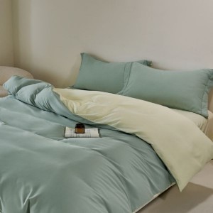 Pure Cotton Brushed Duvet Cover Blue Bed Sheets 60S Long Staple Cotton Satin 4PCS Bedding Set
