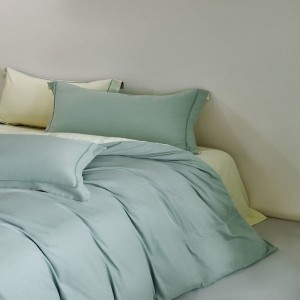 Pure Cotton Brushed Duvet Cover Blue Bed Sheets 60S Long Staple Cotton Satin 4PCS Bedding Set