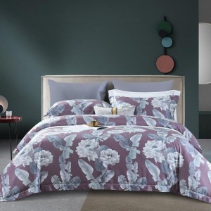 Luxury 700TC Egyptian Long Staple Cotton Floral Digital Printing Duvet Cover Bed Sheets Queen King Purple Bedding Set