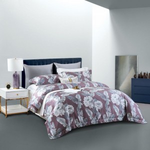 Luxury 700TC Egyptian Long Staple Cotton Floral Digital Printing Duvet Cover Bed Sheets Queen King Purple Bedding Set