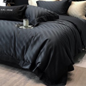 Premium quality 100S cotton jacquard 4pcs home textiles black duvet cover bedding set supplier