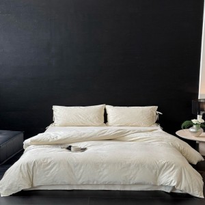 100S Long Staple Cotton 3D Jacquard Duvet Cover White Pillowcases Bed Sheets Four Piece Bedding Set