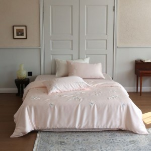 60s lyocell cotton quilt duvet comforter cover cooling bed sheets embroidery pink bedding set