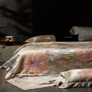 Light Luxury Yarn-dyed Satin Lyocell Cotton Jacquard Quilt Cover Champagne Gold Bed Sheet Bedding Set