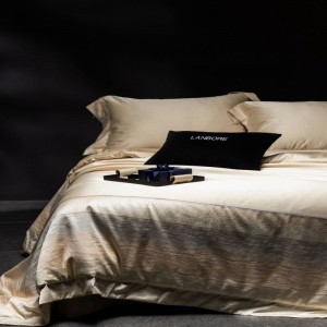 Light Gold Satin Cotton Digital Printing Bedding Set For Home