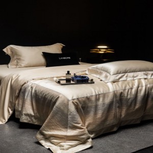 Light Gold Satin Cotton Digital Printing Bedding Set For Home