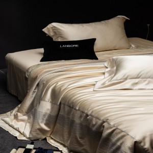 Light Gold Satin Cotton Digital Printing Bedding Set For Home