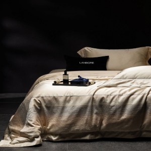 Light Gold Satin Cotton Digital Printing Bedding Set For Home