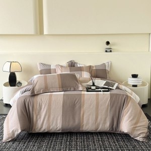 Thickened cotton eco-brushed plaid printed duvet cover bed sheets four-piece bedding set