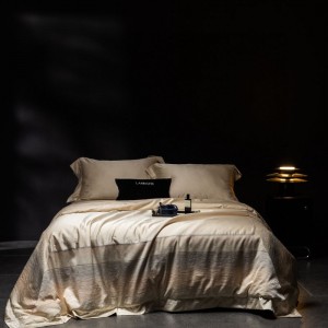 Light Gold Satin Cotton Digital Printing Bedding Set For Home
