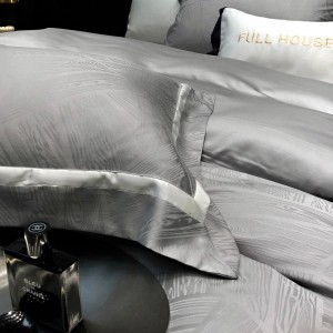 Grey jacquard home textiles 100% cotton bed sheet patchwork bedding set manufacturer