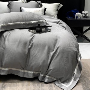 Grey jacquard home textiles 100% cotton bed sheet patchwork bedding set manufacturer