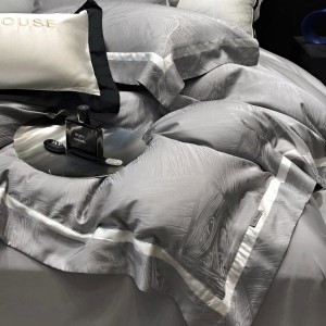 Grey jacquard home textiles 100% cotton bed sheet patchwork bedding set manufacturer