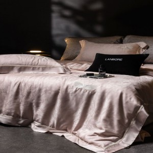 100% Lyocell Jacquard Quilt Cover Pink Bed Sheets Bedding Set
