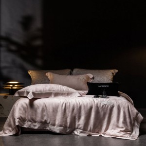 100% Lyocell Jacquard Quilt Cover Pink Bed Sheets Bedding Set
