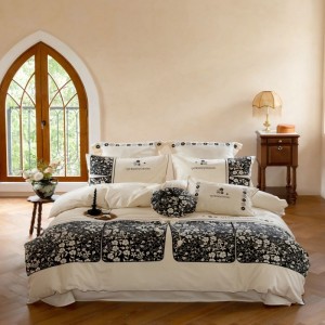 100S long staple cotton digital printing embroidery duvet quilt cover bed sheets 4pcs bedding set