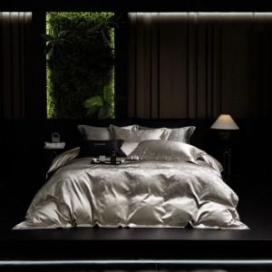 Light luxury sketch flower high precision large version jacquard quilt cover lyocell cotton four-piece bedding set