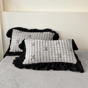 Black milk fleece home hotel textiles ruffles comforter duvet cover bedding set supplier