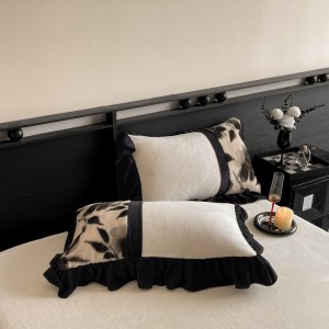 High gram weight milk velvet patchwork black home hotel textiles bedding set supplier