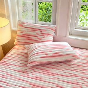 Pink Ruffles Bedskirt Printing 3PCS Fitted & Flat Sheets Bed Sheet Wholesaler