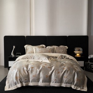 2025 New Cotton Floral Plant Jacquard Duvet Cover Silver Bed Sheets sabanas Queen King Bedding Set