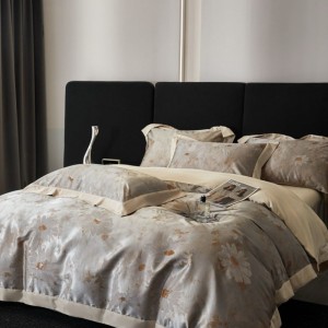 2025 New Cotton Floral Plant Jacquard Duvet Cover Silver Bed Sheets sabanas Queen King Bedding Set