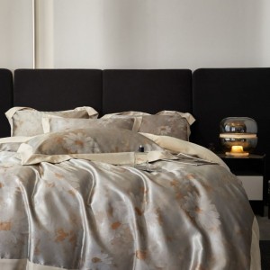 2025 New Cotton Floral Plant Jacquard Duvet Cover Silver Bed Sheets sabanas Queen King Bedding Set