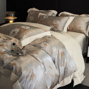 2025 New Cotton Floral Plant Jacquard Duvet Cover Silver Bed Sheets sabanas Queen King Bedding Set