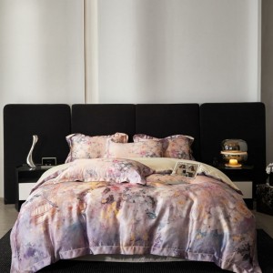 Colorful Floral Digital Printing Quilt Comforter Cover Flat Sheet Pillowcases Cotton Bedding Set