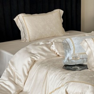 100S Cotton Jacquard Comforter Quilt Cover Cream White Home Textile Bed Sheets Bedding Set