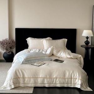 100S Cotton Jacquard Comforter Quilt Cover Cream White Home Textile Bed Sheets Bedding Set
