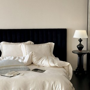 100S Cotton Jacquard Comforter Quilt Cover Cream White Home Textile Bed Sheets Bedding Set