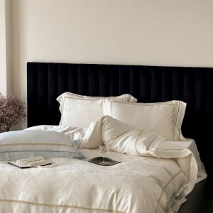 100S Cotton Jacquard Comforter Quilt Cover Cream White Home Textile Bed Sheets Bedding Set