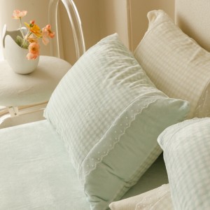 Green Printing 4PCS Home Hotel Textiles Velvet Comforter Duvet Cover Winter Green Bedding Set Supplier