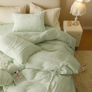 Green Printing 4PCS Home Hotel Textiles Velvet Comforter Duvet Cover Winter Green Bedding Set Supplier