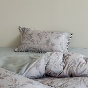 Pure Cotton Home Textile Brushed Lace Edge 4PCS Floral Printing Duvet Cover Bed Sheets Bedding Set
